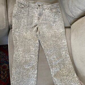Chico's Platinum Denim Snakeskin Print Jeans Size 2 Medium